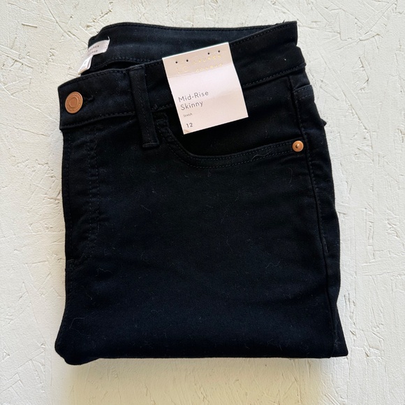 LC Lauren Conrad Black Mid Rise Stretch Skinny Jeans Size 12 - Picture 2 of 12